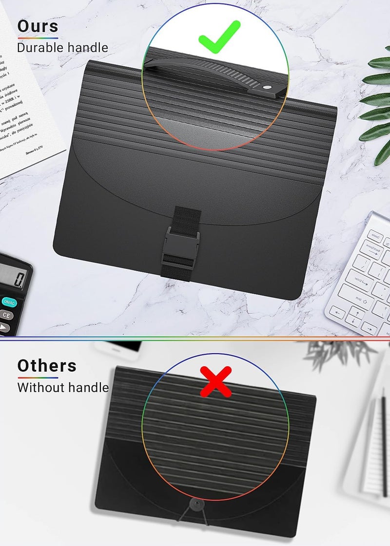 TCJ 25 Pockets File Organizer with Plastic Handle,Expanding File Folders for Receipt,Paper,Documents,Monthly tab Including in Accordion File Folder Organizer,Perfect Filing Folder Matte - Image 4